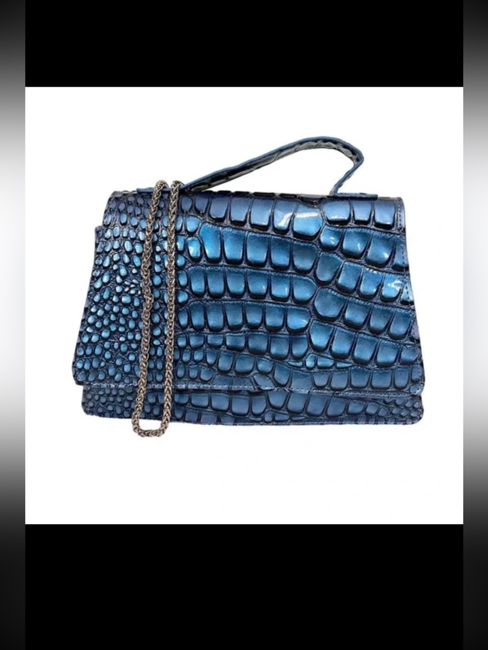 Blue Crocodile Embossed Women's Bag